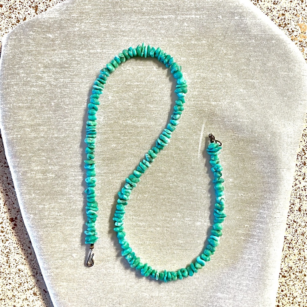 Navajo Turquoise Chunk Necklace Handmade Vintage Western New Mexico - Picture 2 of 8